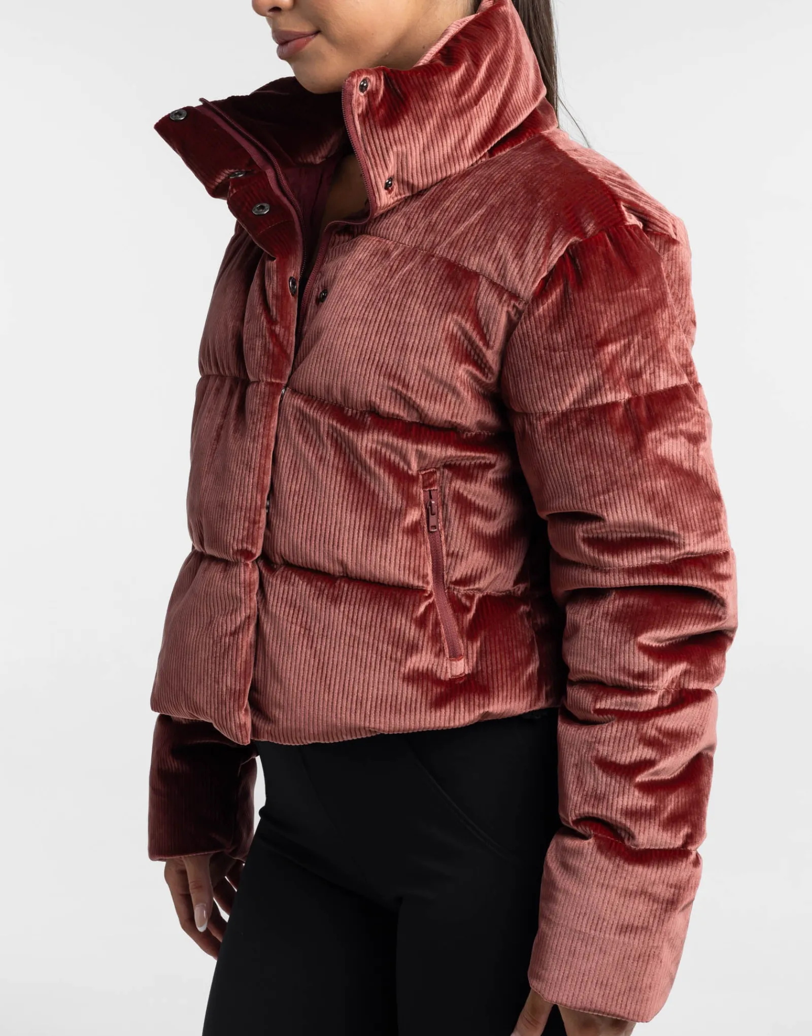Discount ECHT Velour Puffer Jacket Brown