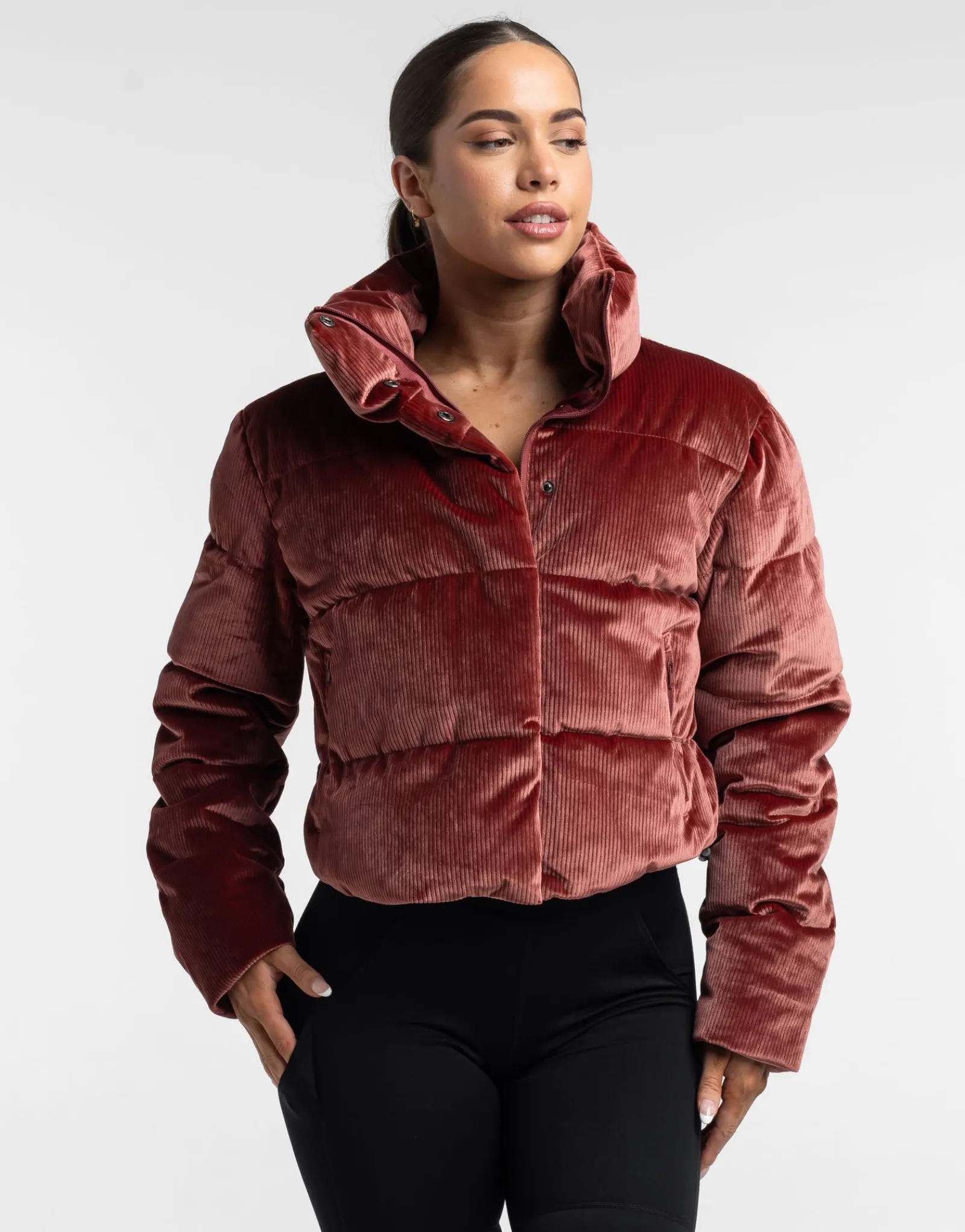 Discount ECHT Velour Puffer Jacket Brown