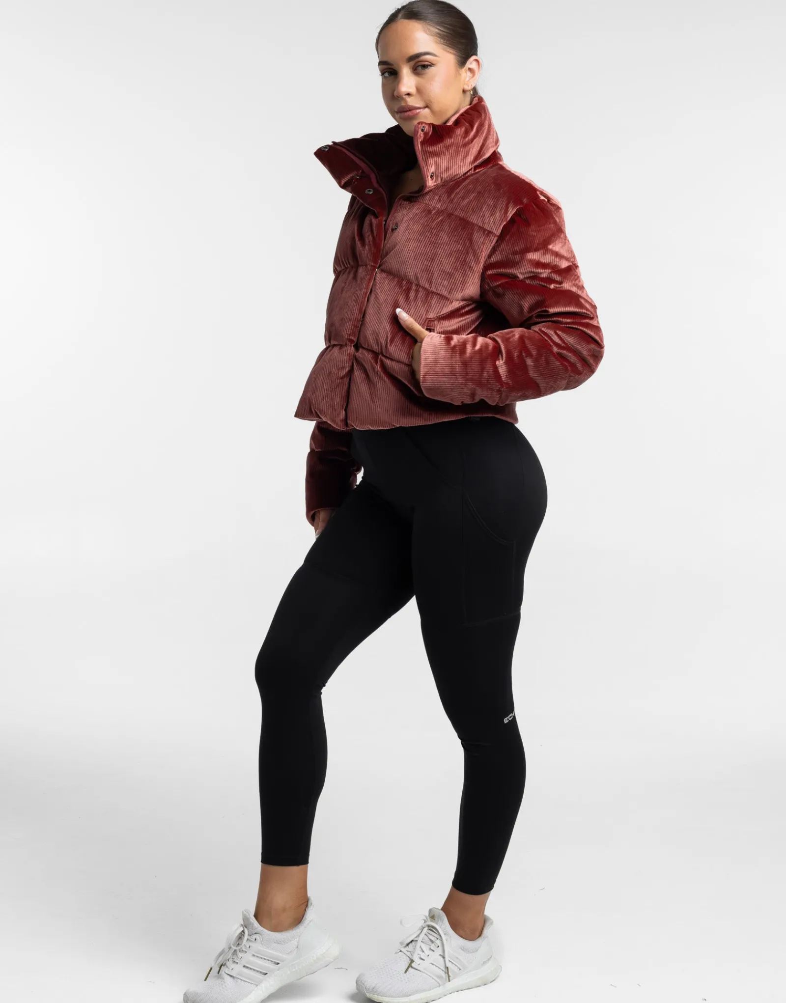 Discount ECHT Velour Puffer Jacket Brown