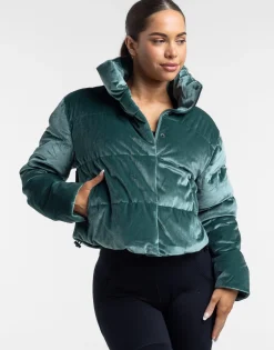 Best ECHT Velour Puffer Jacket Emerald Green