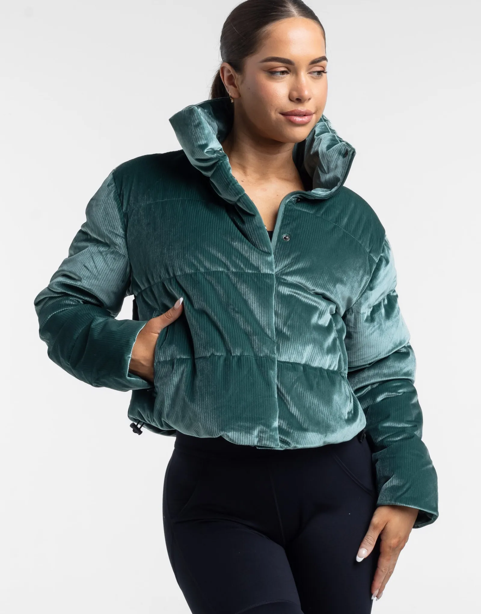 Best ECHT Velour Puffer Jacket Emerald Green