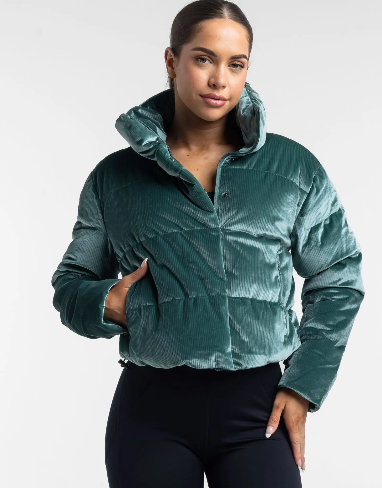 Best ECHT Velour Puffer Jacket Emerald Green