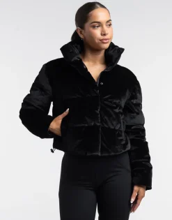 Hot ECHT Velour Puffer Jacket Black