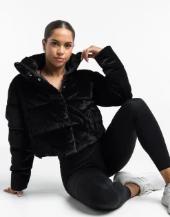 Hot ECHT Velour Puffer Jacket Black