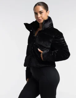 Hot ECHT Velour Puffer Jacket Black
