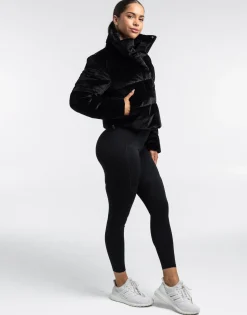 Hot ECHT Velour Puffer Jacket Black